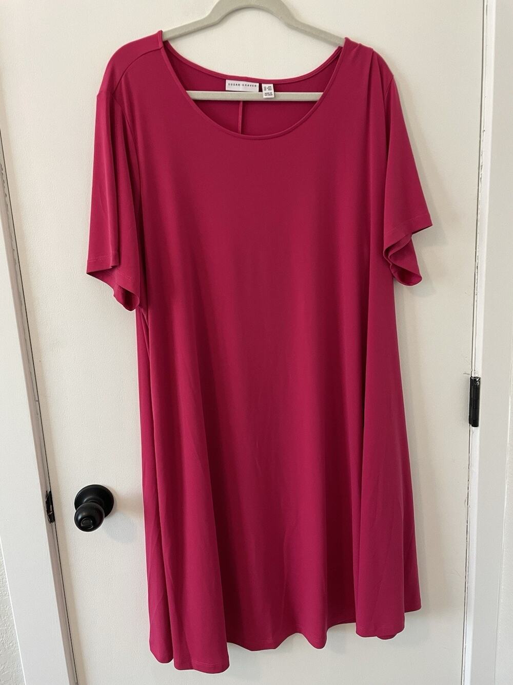 Susan Graver Petite Liquid Knit Fit & Flare Dress Brilliant Pink 3XP A596328 A14